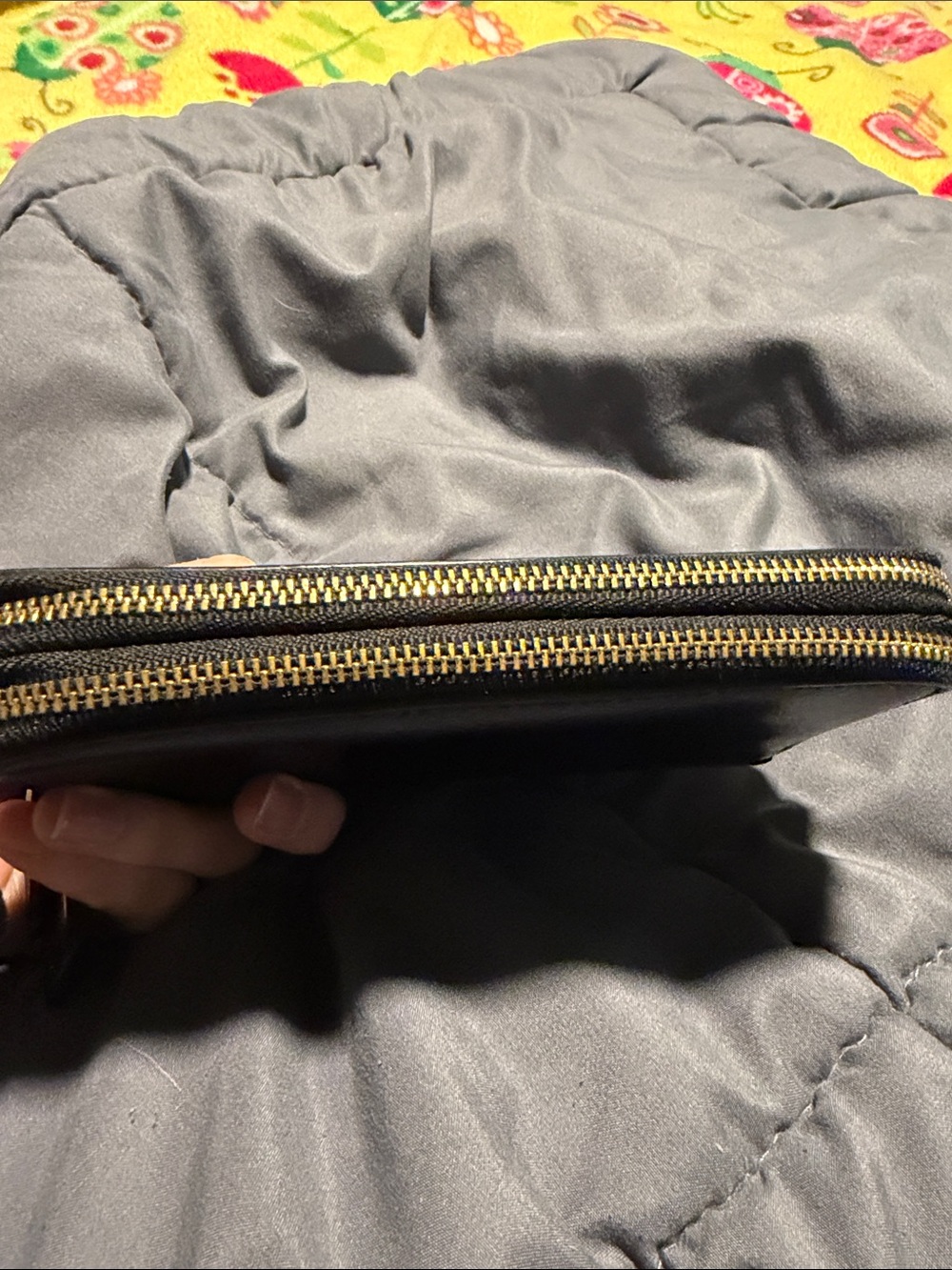 COACH Black Pebbled Leather Zip Wallet with Gold Logo - Picture 5 of 10